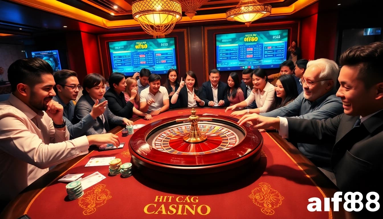 Players engaged in high-stakes action at nhà cái af88, highlighting excitement and strategic betting.