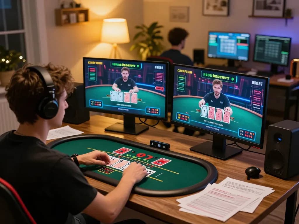 Engaging in live dealer blackjack on 9bet from a cozy home gaming setup.