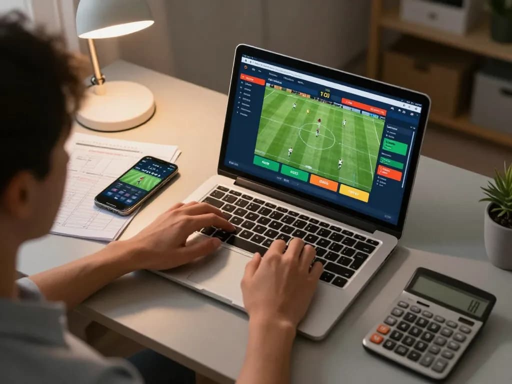 Engaged in strategic betting activities at home, 88aa player evaluates odds and options on laptop.
