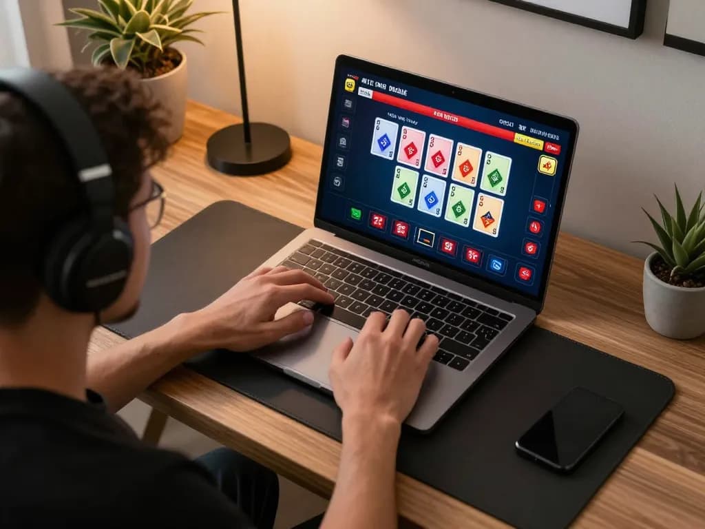 Engaging in online blackjack at trang chủ tt88 in a stylish home setting, showcasing modern gameplay