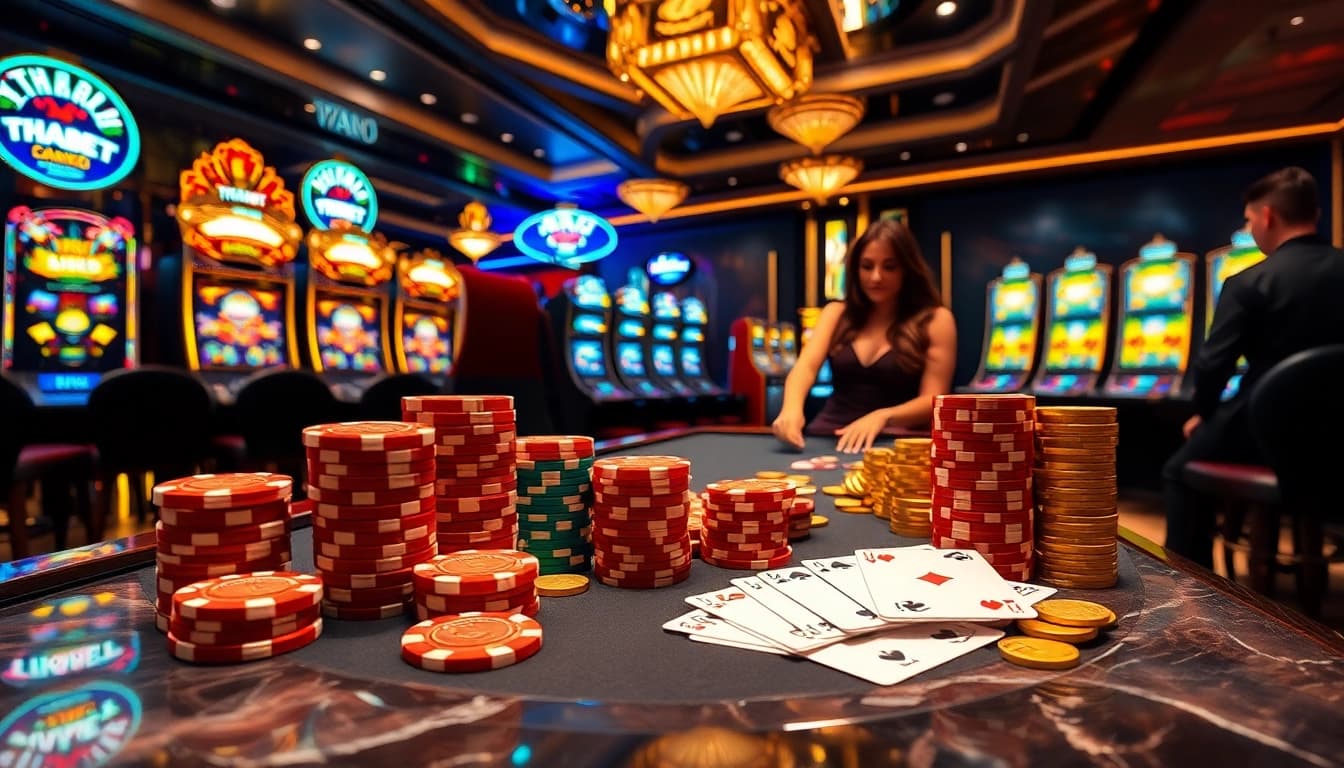Experience the excitement of THABET with vibrant casino tables and engaging gameplay.
