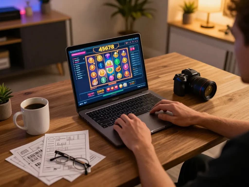 Play slots on 45678’s online platform with vibrant visuals and strategic gameplay in a cozy setting