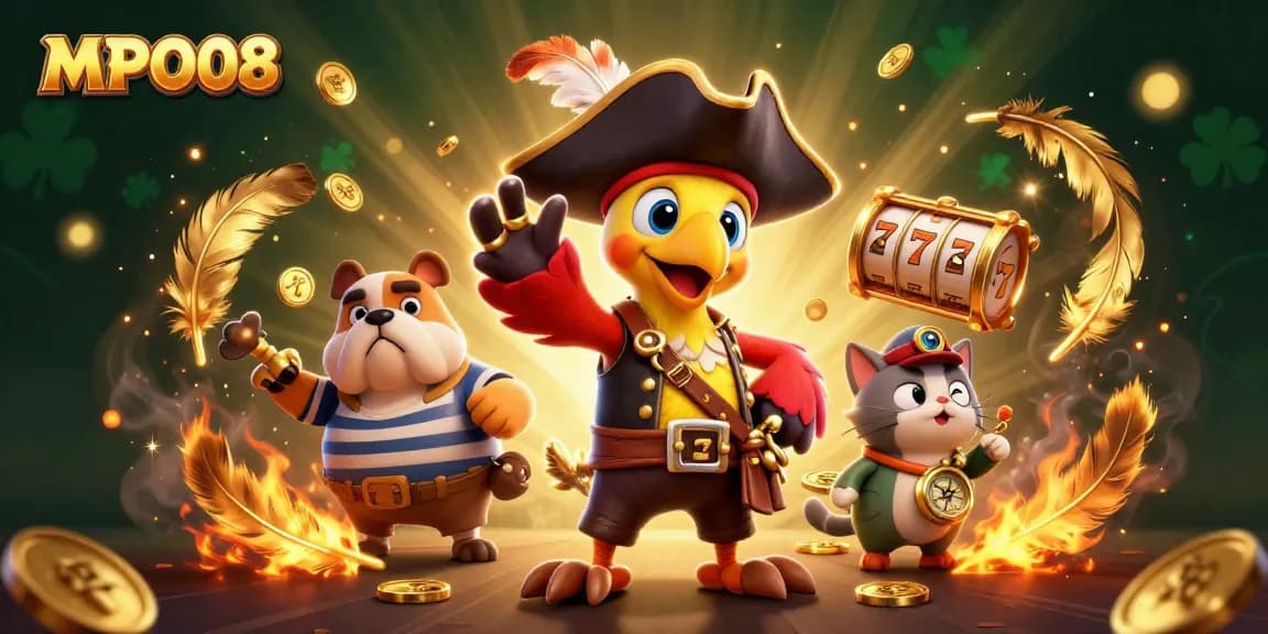 MPO08 unlocks thrilling wins with an exciting casino adventure featuring a pirate captain and vibrant game elements.