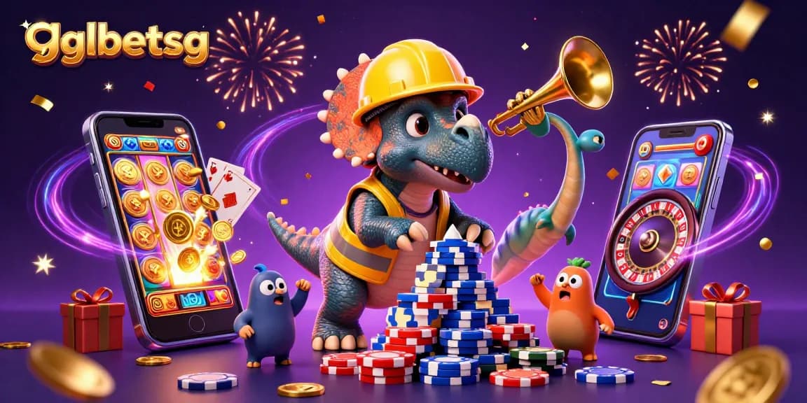 Bet on gglbetsg with a 3D triceratops celebrating the thrill of esports in Singapore.