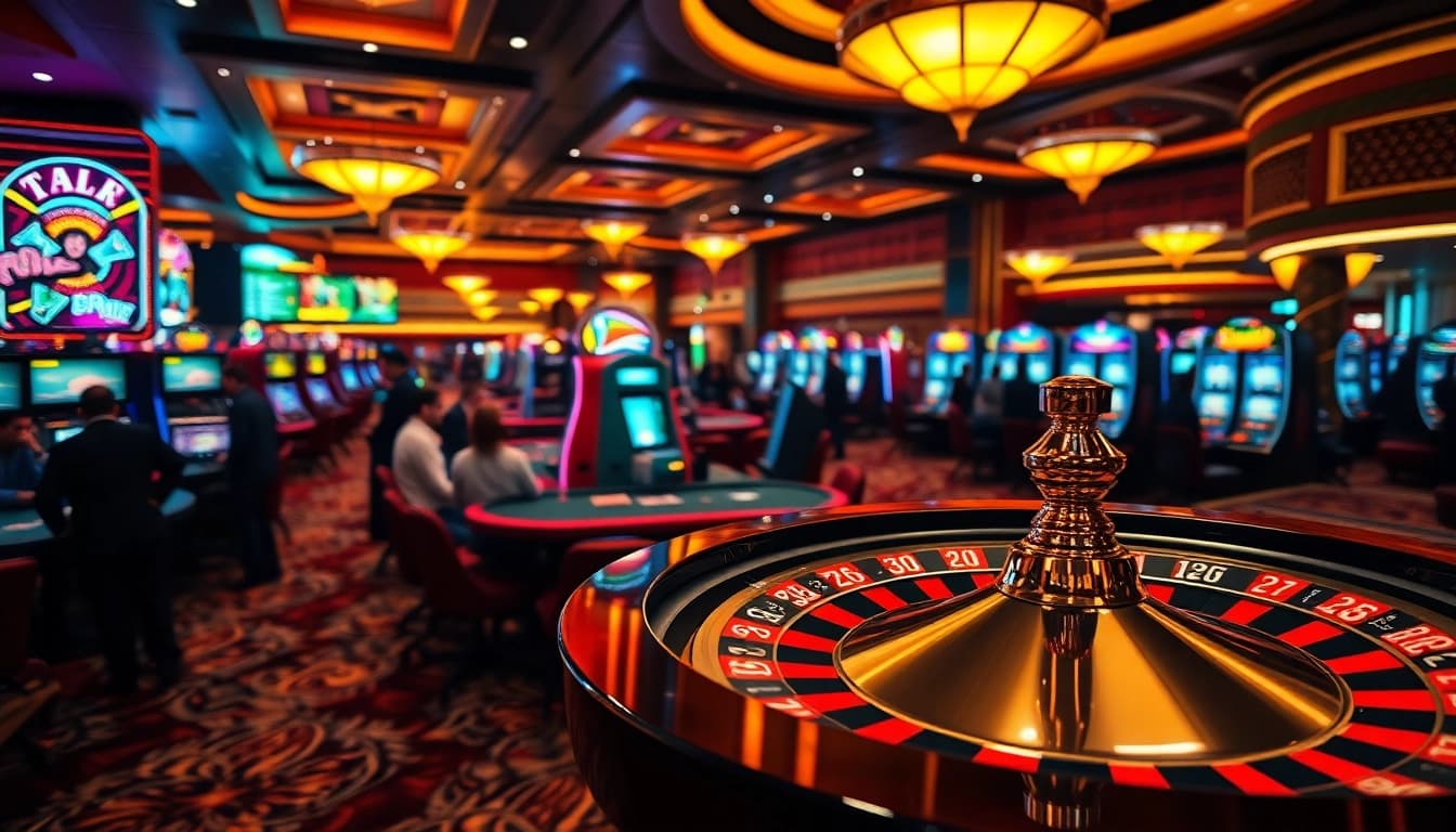 Exciting gaming atmosphere at AT99娛樂城 featuring vibrant tables and lively players.