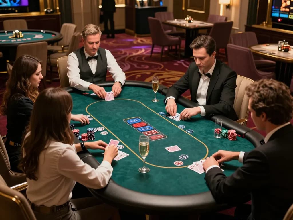 Intense poker strategy at the exclusive table featuring 98win players focused on high-stakes cards