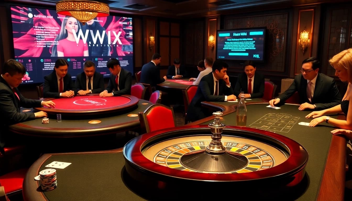 Intensely strategizing players at a luxurious casino table while referencing the hidden wiki