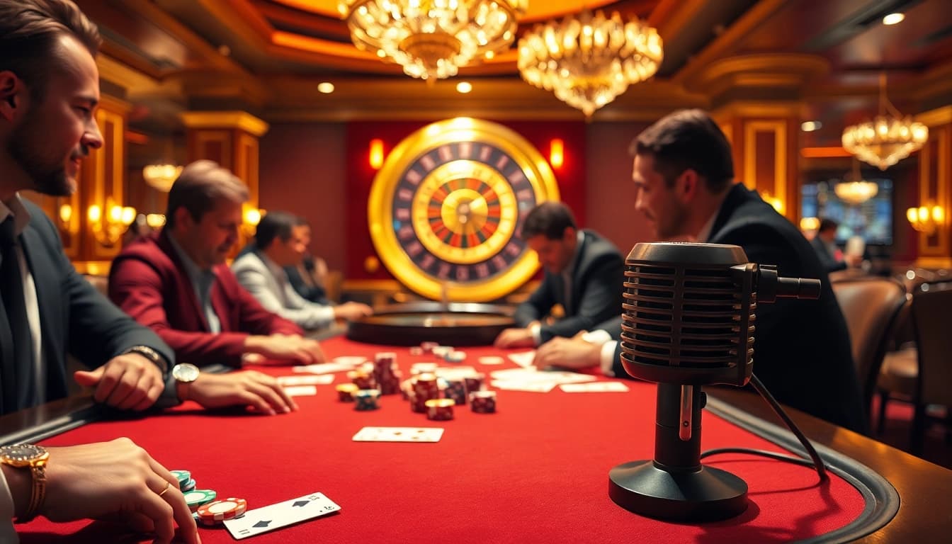 Players enjoying a high-stakes poker game at a casino featuring CM88 elements.