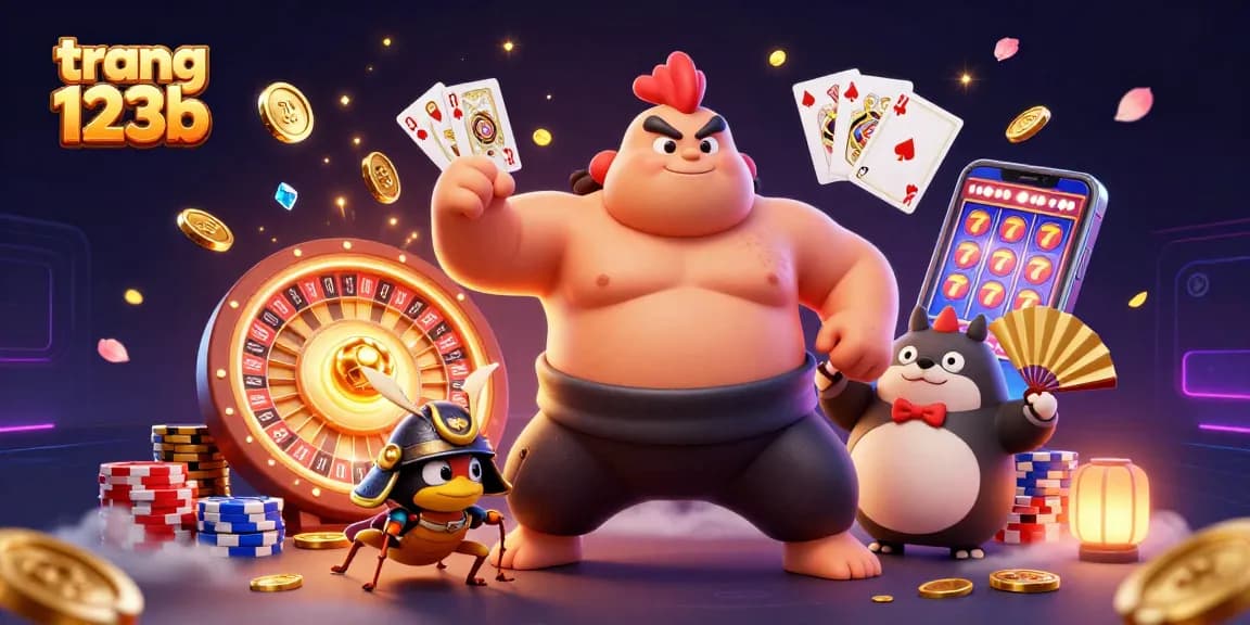 Win big at trang 123b while enjoying a thrilling 3D gaming illustration with vibrant casino elements.