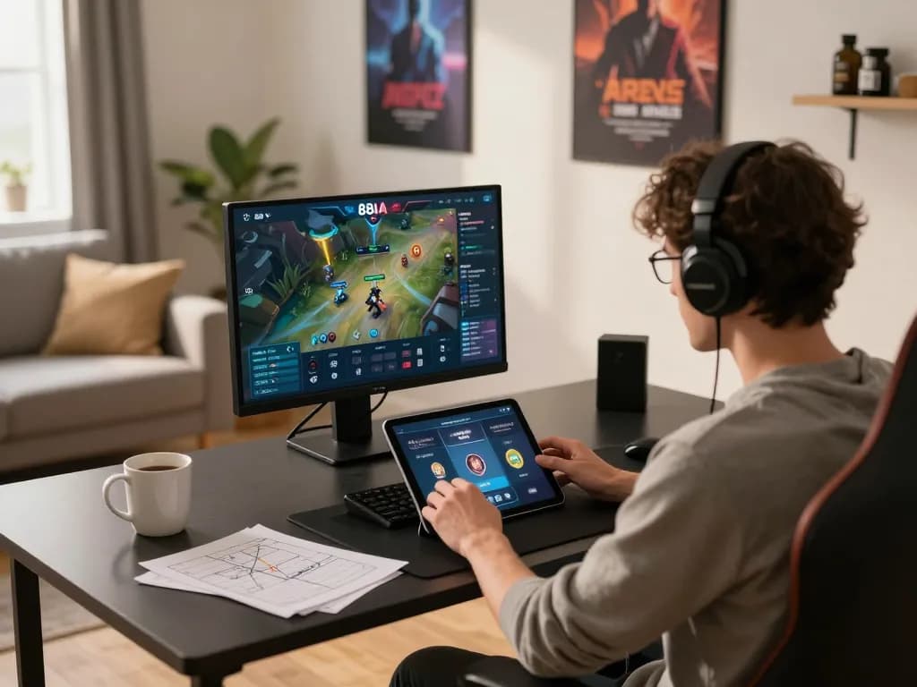 Player engaging with 88aa link interface on a tablet at home, highlighting a modern online gambling setup