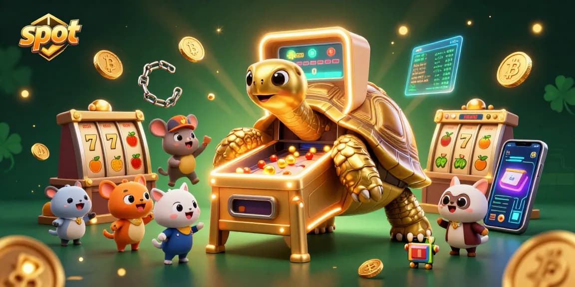 Slot penuh dengan simbol keberuntungan dari mesin slot yang menyenangkan dan hewan lucu.