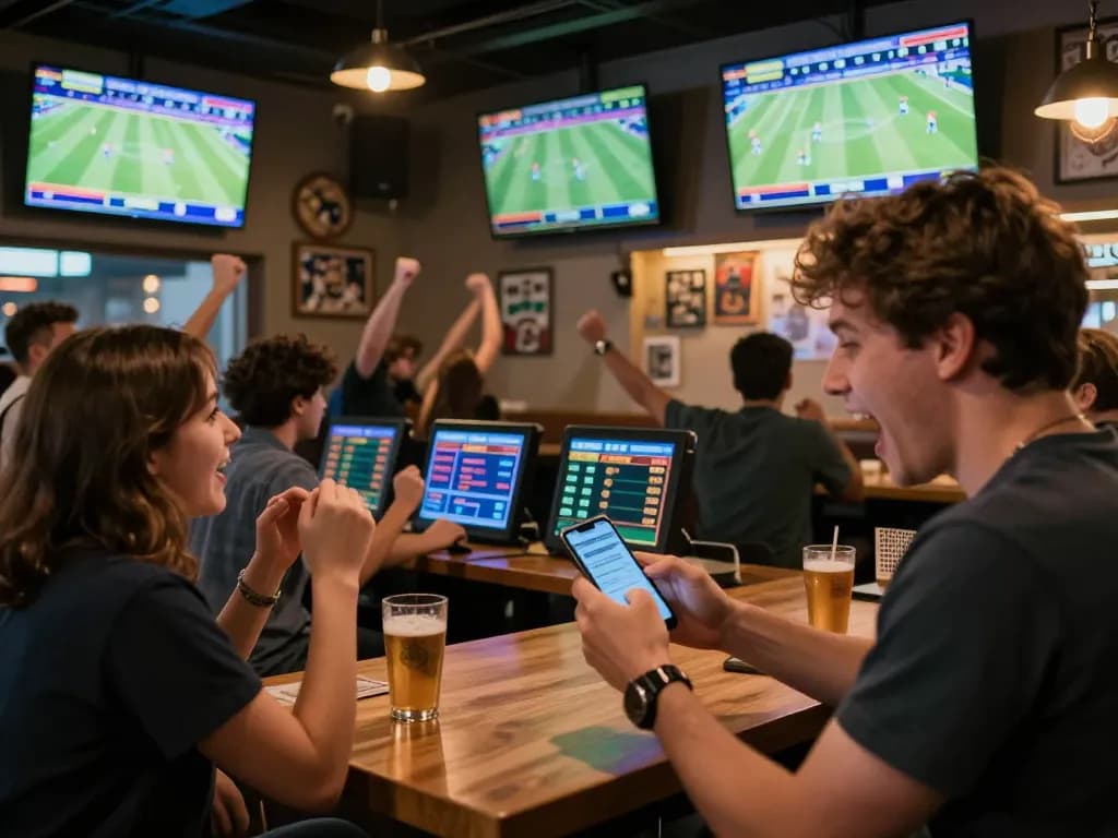 Fans engaging in live betting action, using KP88 for seamless wagering and excitement.