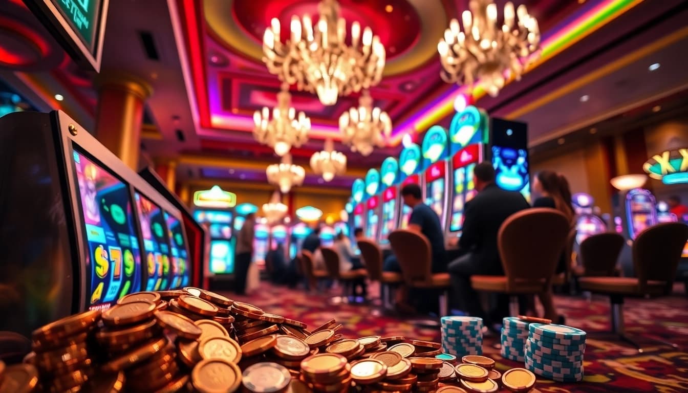 Menggoda pengunjung dengan pengalaman xgslot88 di mesin slot yang berkilauan.