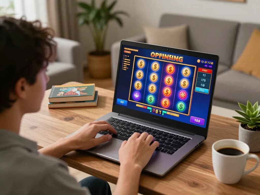 Person engaging with slots on https://lv88.tips/ in a cozy home gaming setup, showcasing responsible entertainment.