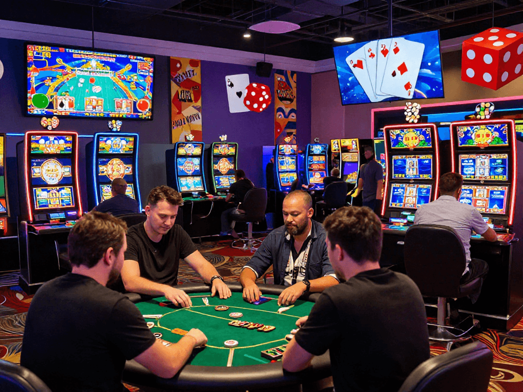 Exciting online gaming environment showcasing US casinos for UK players with diverse gamers engaged in various casino games.