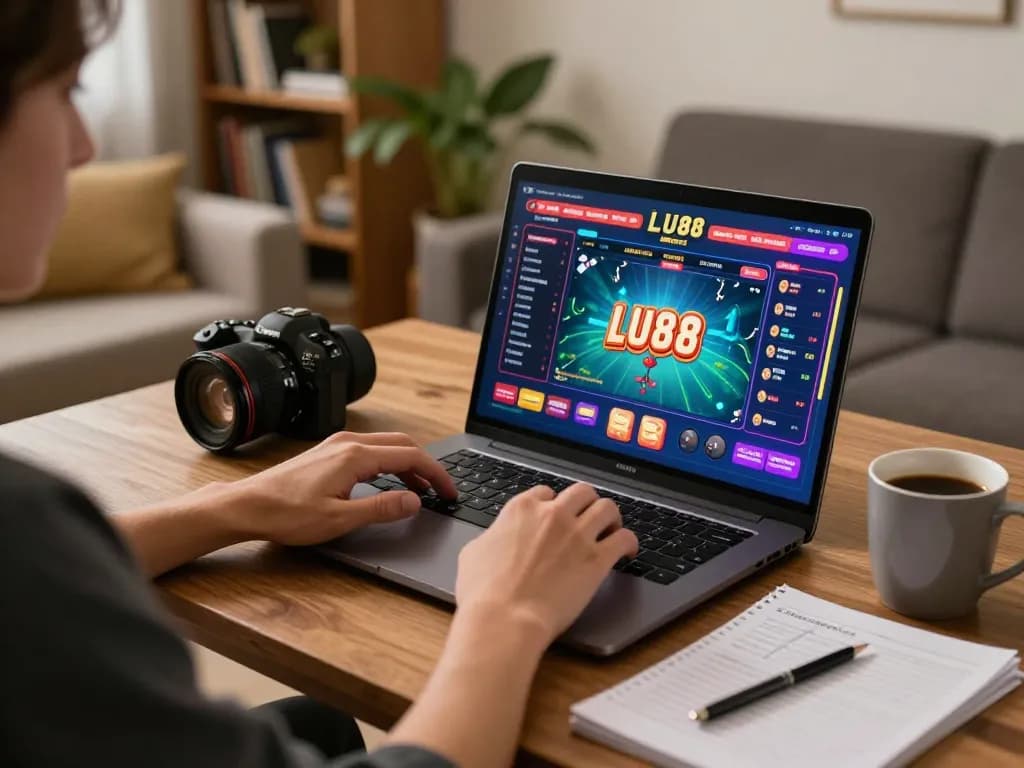 Engaging in LU88 online casino gameplay with a personalized gaming setup and strategic notes
