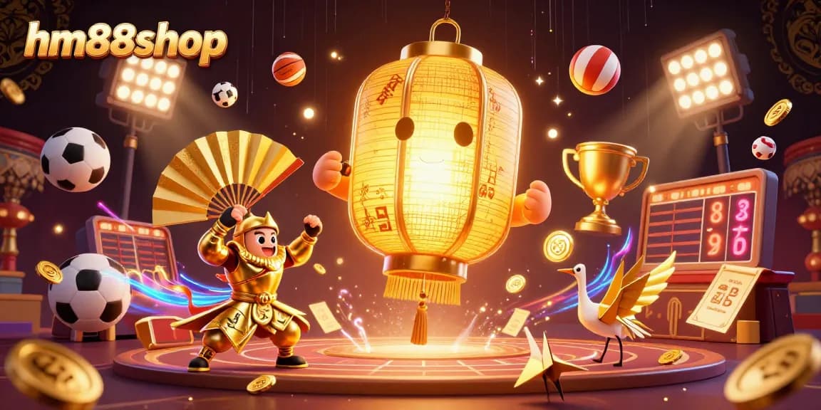 Bet on success with hm88shop's vibrant casino illustration showcasing thrilling games and spirits.