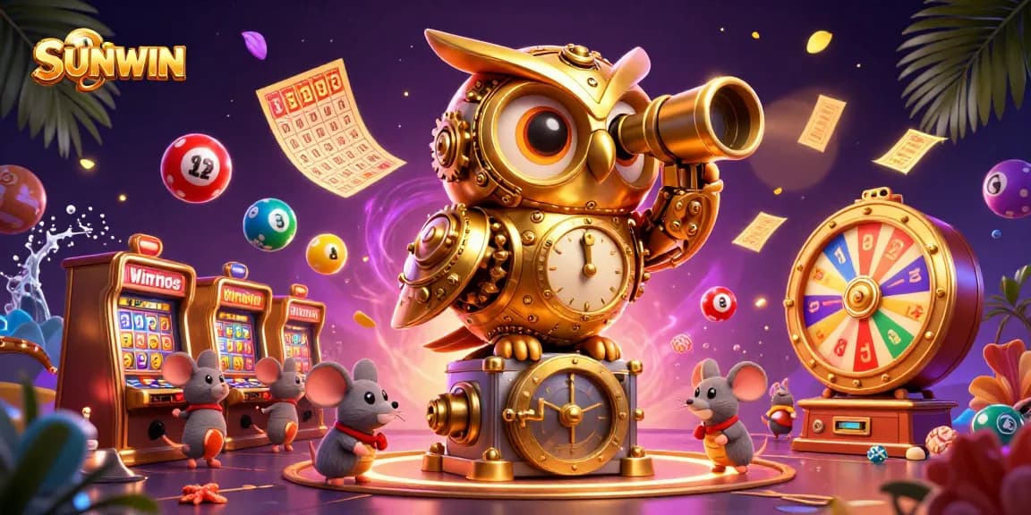 SUNWIN engages players in a vibrant casino scene with animated elements highlighting excitement and winning opportunities.