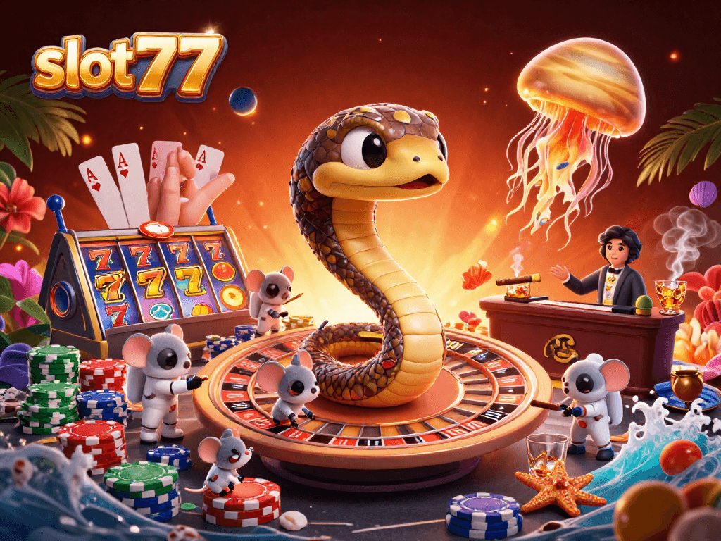 Spin and win on slot777 with vibrant visuals of astronauts and a cosmic dealer in thrilling action.