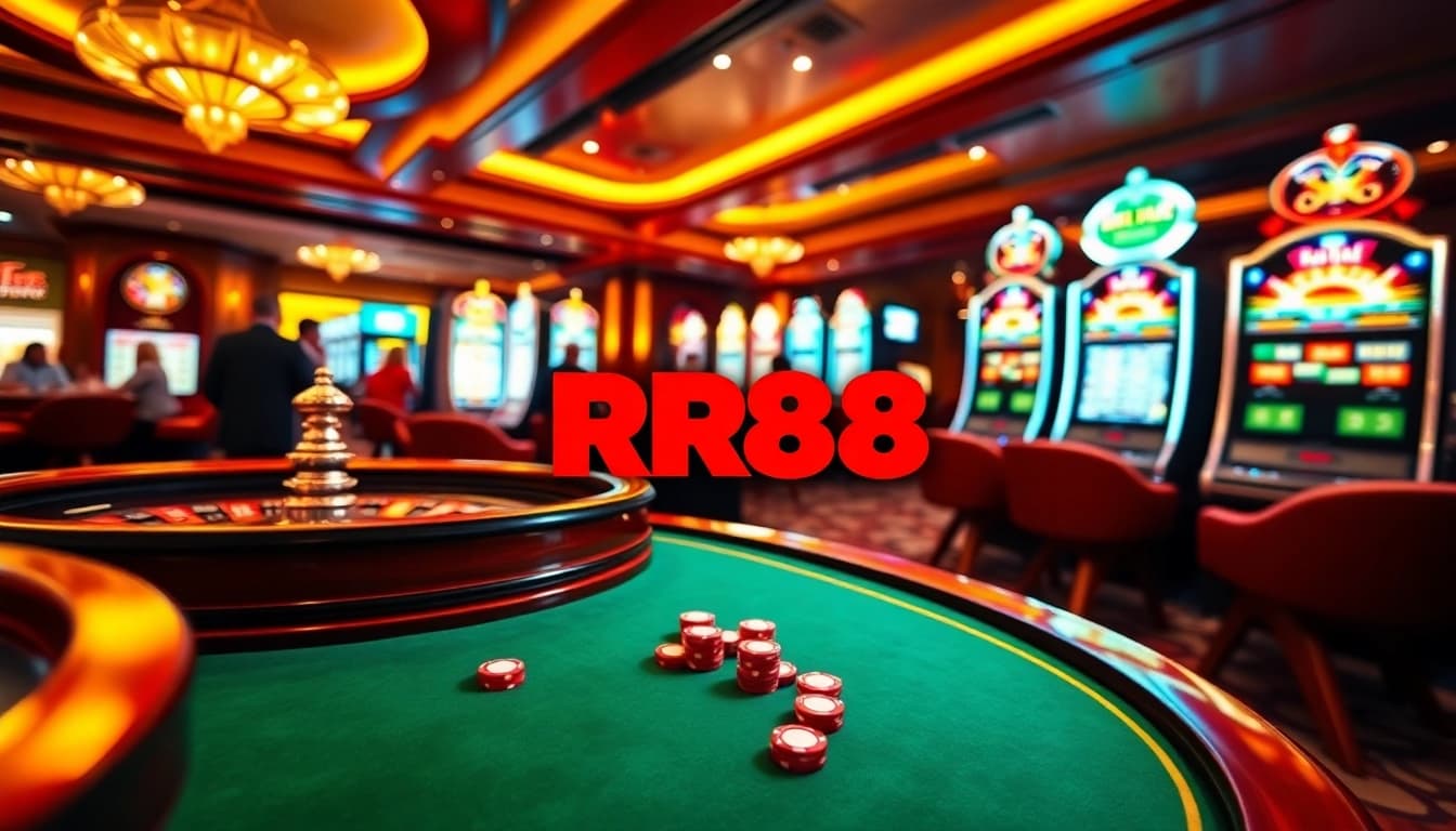 Experience RR88 with vibrant slot machines and a luxurious casino atmosphere.