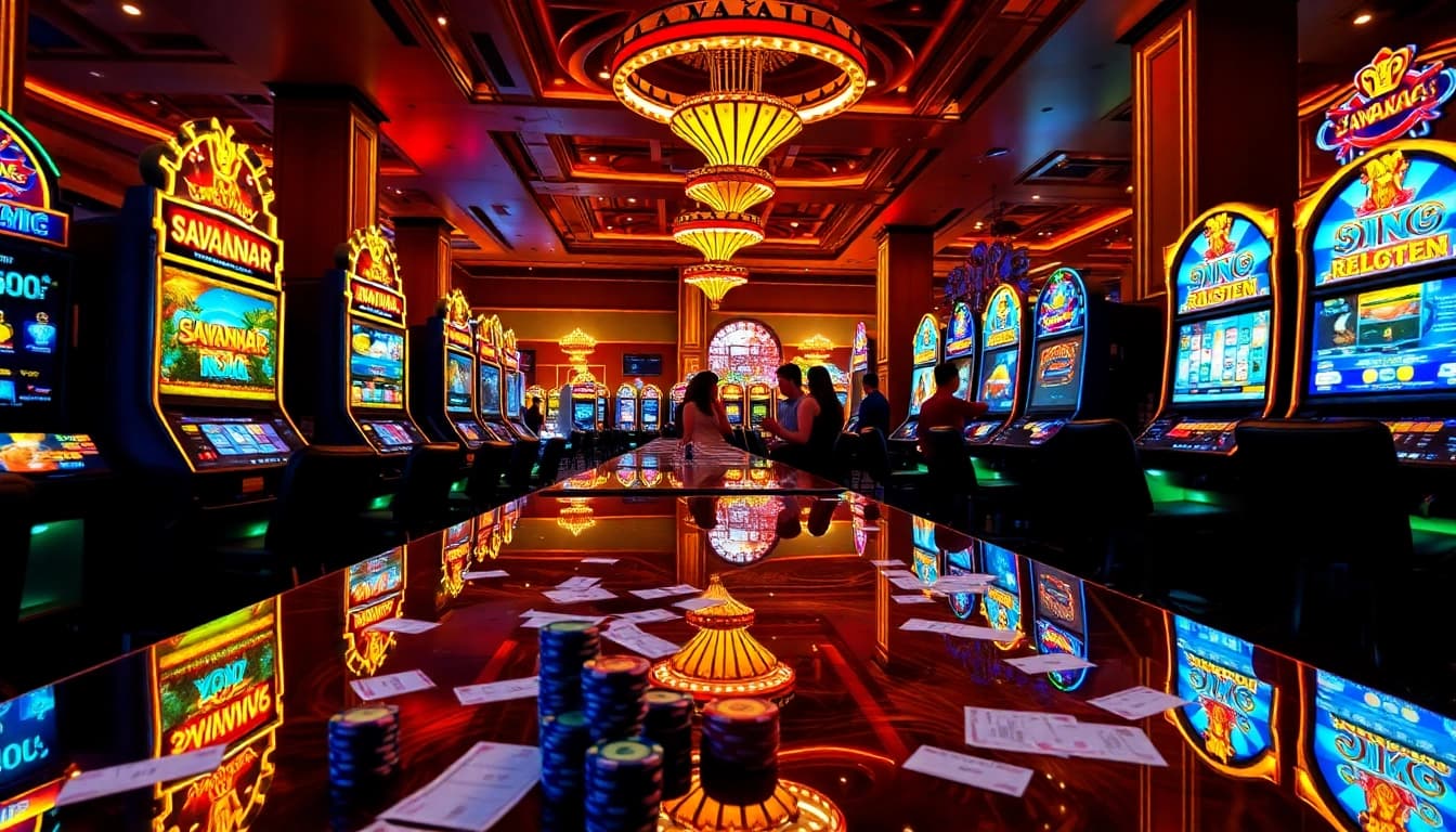 Experience 918Kaya PNG themed slots with vibrant gameplay in a luxurious casino.
