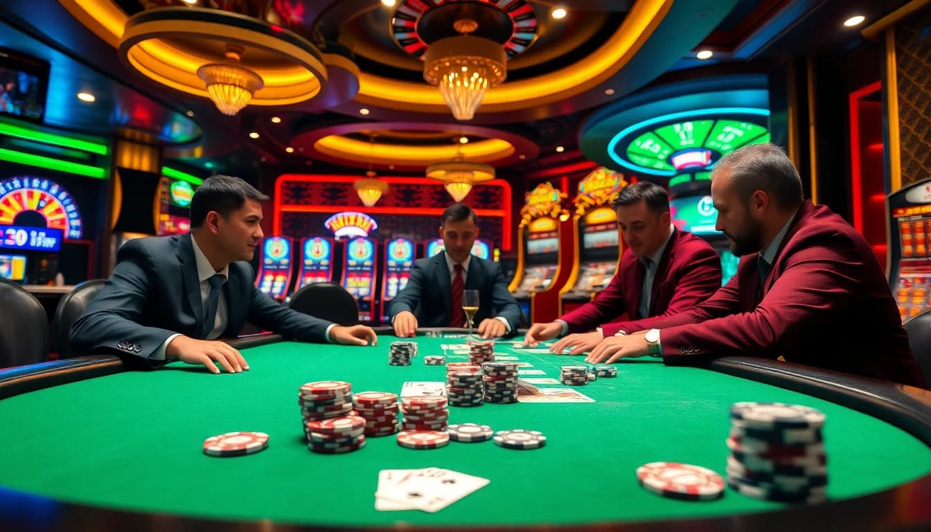 Engaging casino experience with a high-stakes poker table and vibrant atmosphere at https://mk8th.net/ showcasing excitement and luxury.