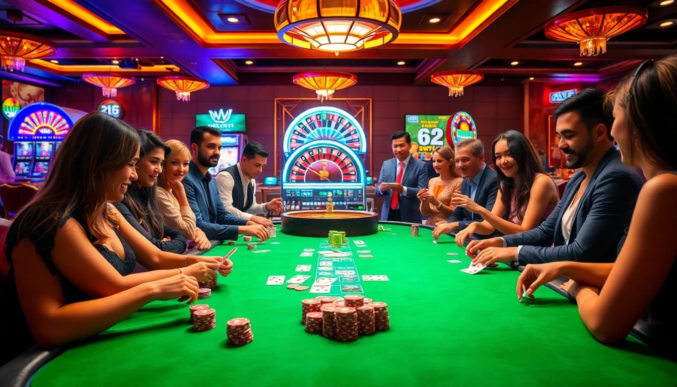 Experience the thrill of gambling at https://u31thai.app/ with players enjoying poker, roulette, and slots.