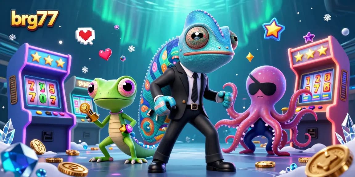 Spin the reels and win big with brg77 as the colorful chameleon and tech-savvy gecko explore the casino world.