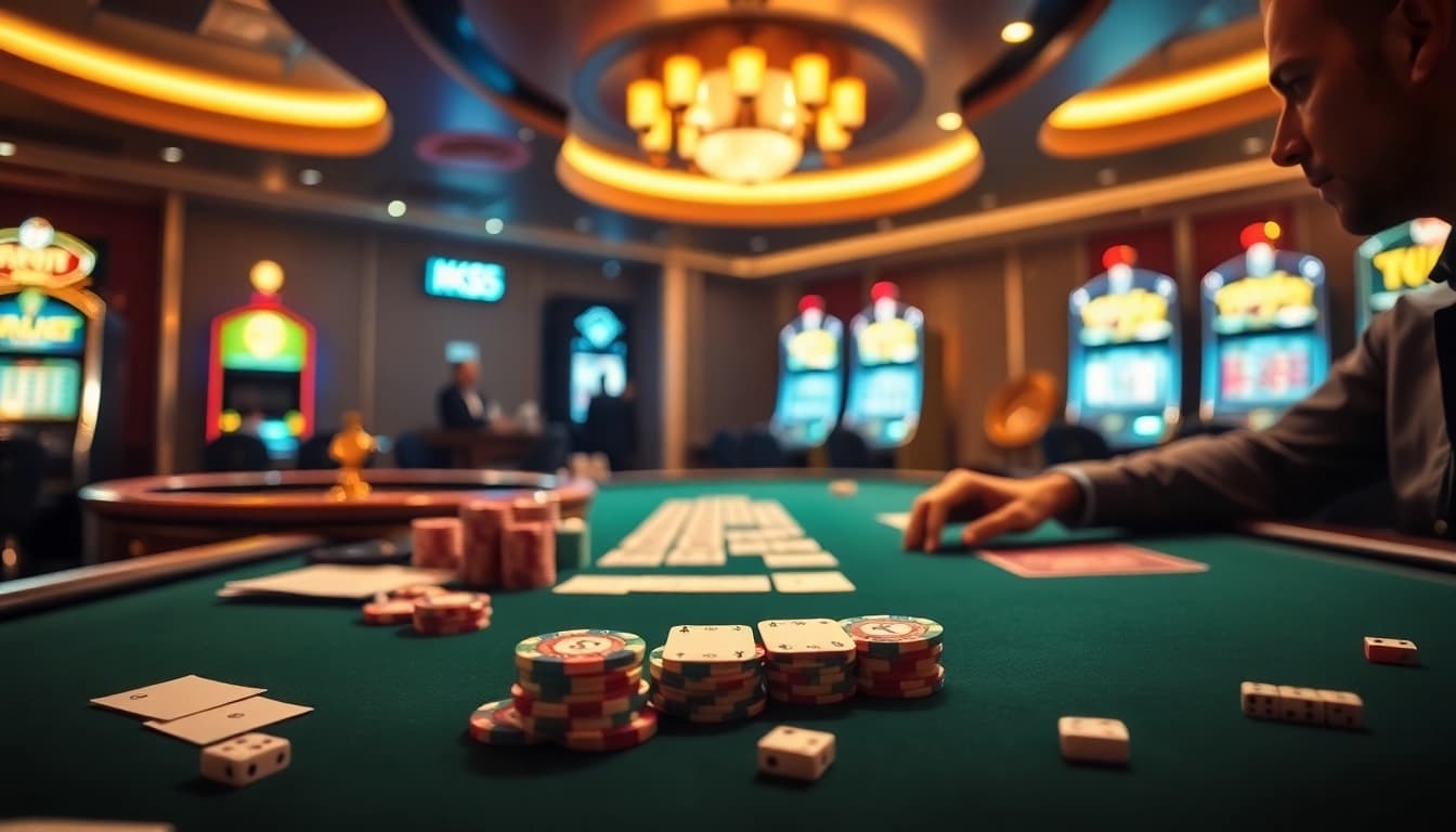Engaged player at a KK55 poker table during an exciting game night.