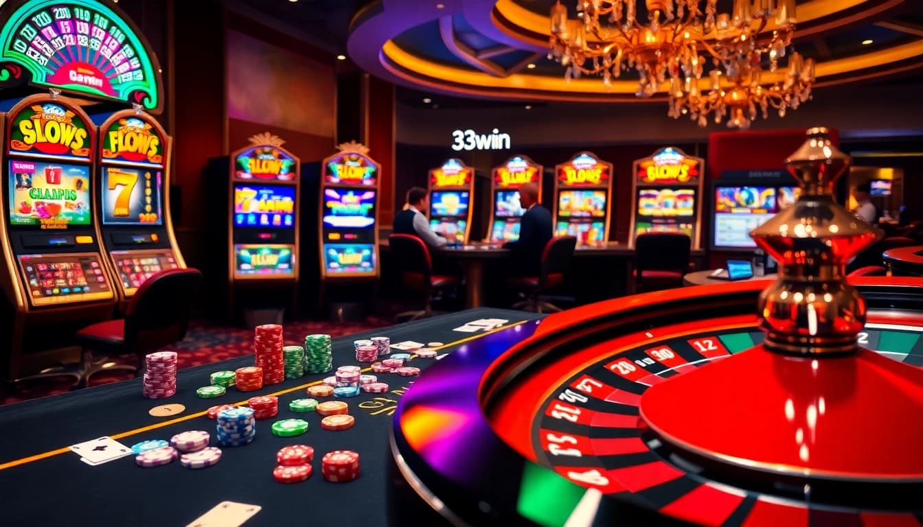Playing cards and poker chips at 33win casino table, enhancing the luxury gambling experience.