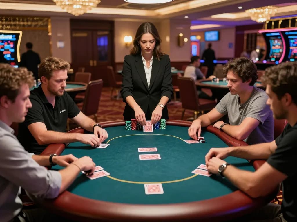 Engaged players at a C168 poker table strategizing bets in a luxurious casino environment.