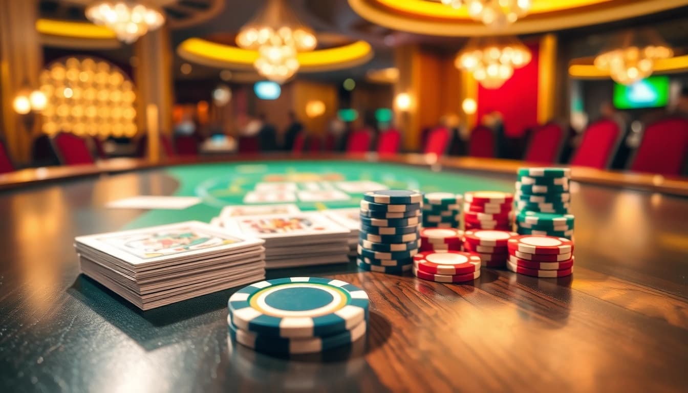 Play thrilling casino games with citinow's vibrant card decks and colorful chips, capturing the excitement.