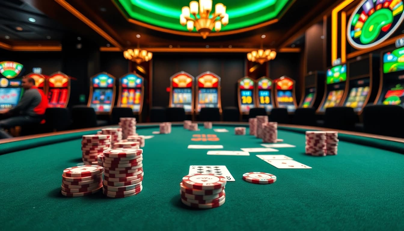 Experience the thrill of C168 at a luxury casino table with poker chips and cards.