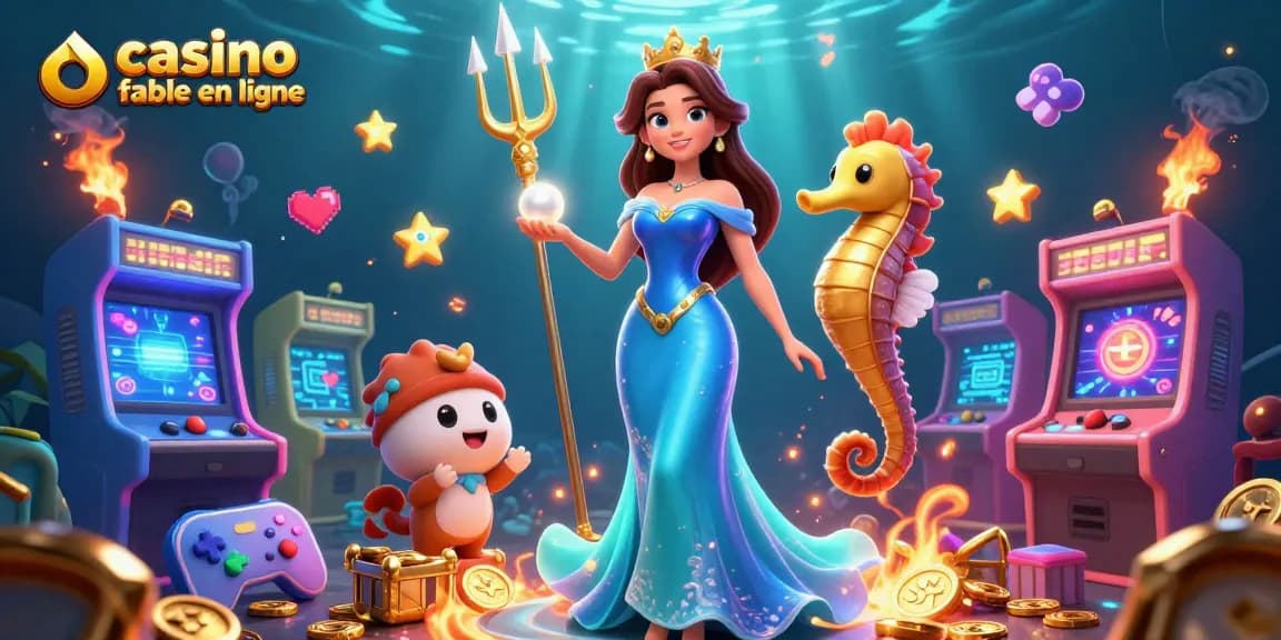Engage with the vibrant scene of a casino fiable en ligne, featuring stunning characters and dynamic game elements.