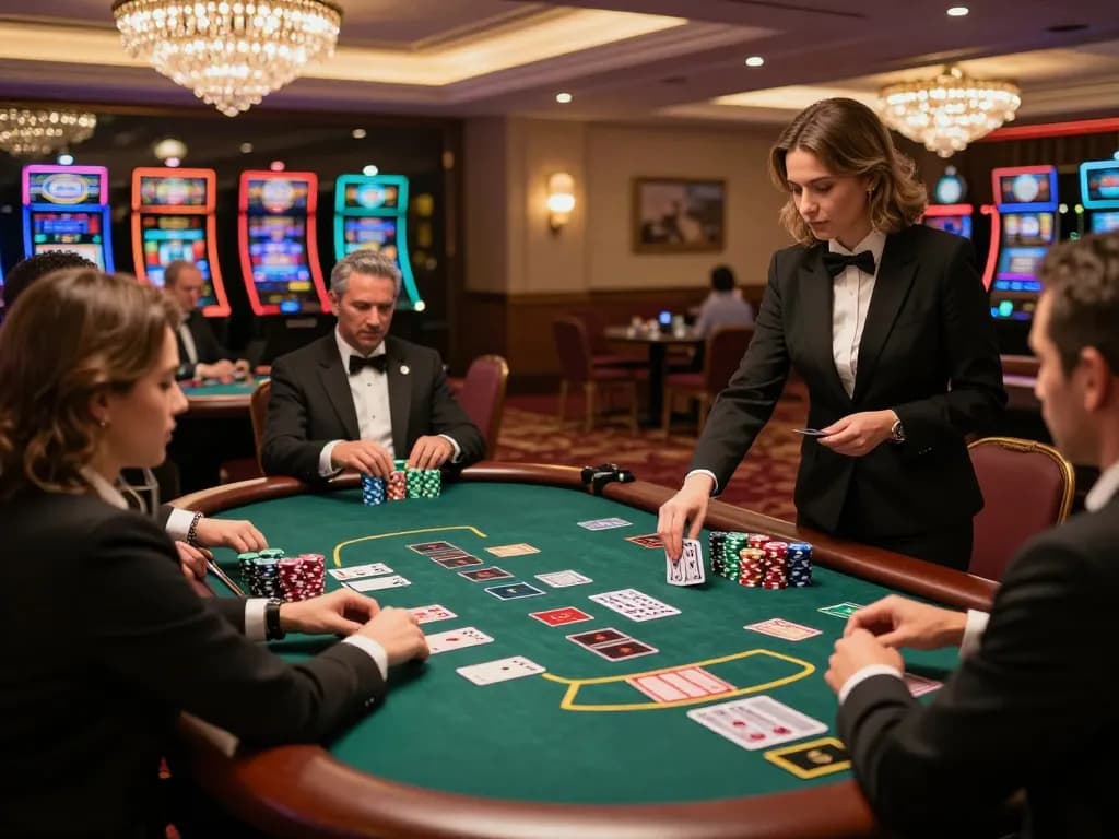 Luck8 enhances blackjack excitement with strategic gameplay on a luxurious casino floor.