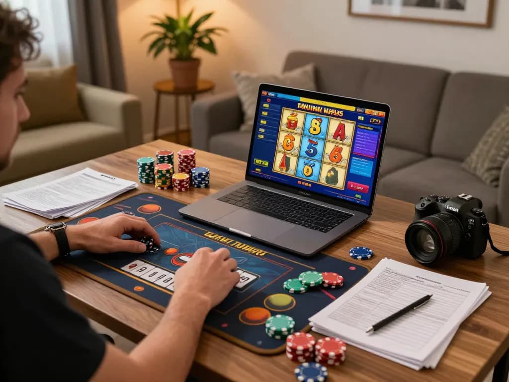 Smooth gameplay on situs slot mahjong, showcasing a player enjoying Mahjong Ways in a cozy home setting.