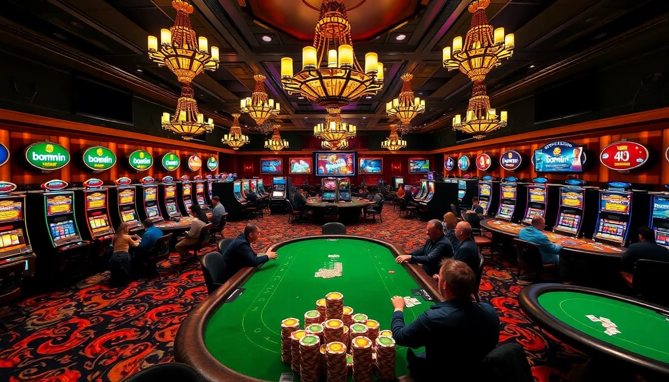 Experience excitement and high-stakes action at bomwin’s luxurious casino with vibrant tables and players.