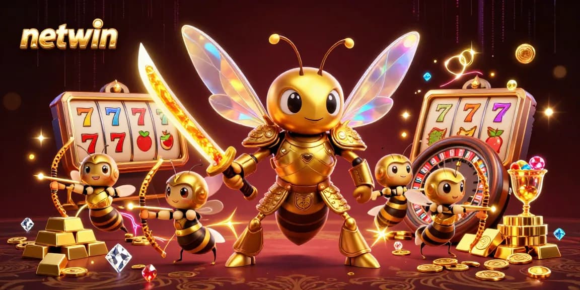 Engage with netwin's vibrant online gaming ecosystem featuring exciting slot reels and dynamic characters.