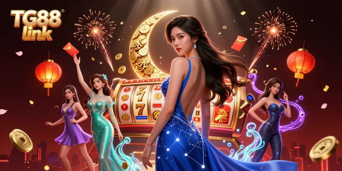 Experience thrilling moments with the TG88 link while playing slot games in this vibrant casino scene.