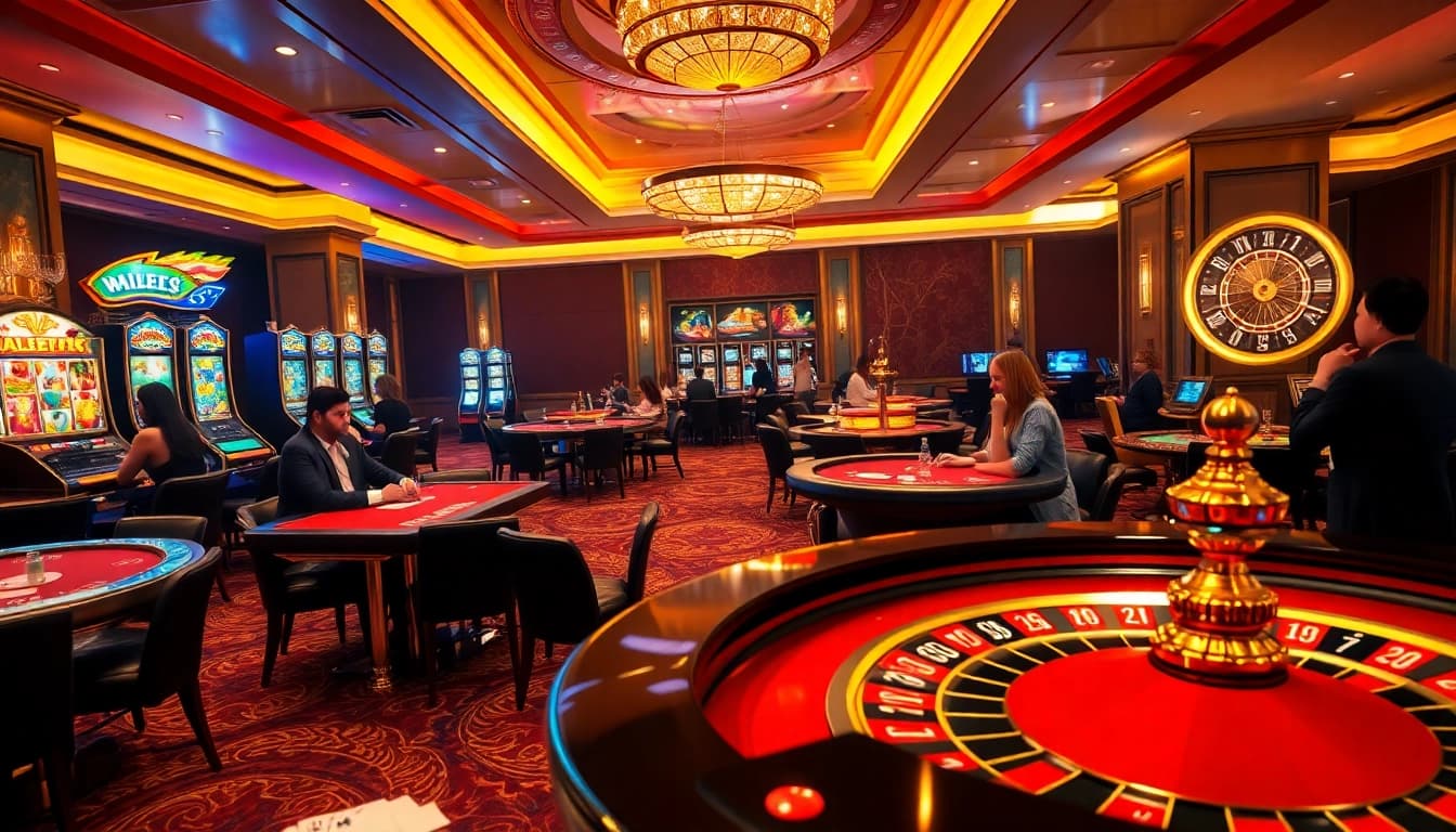 Experience the thrill of Pragmatic Play slots with players enjoying excitement at vibrant casino tables.