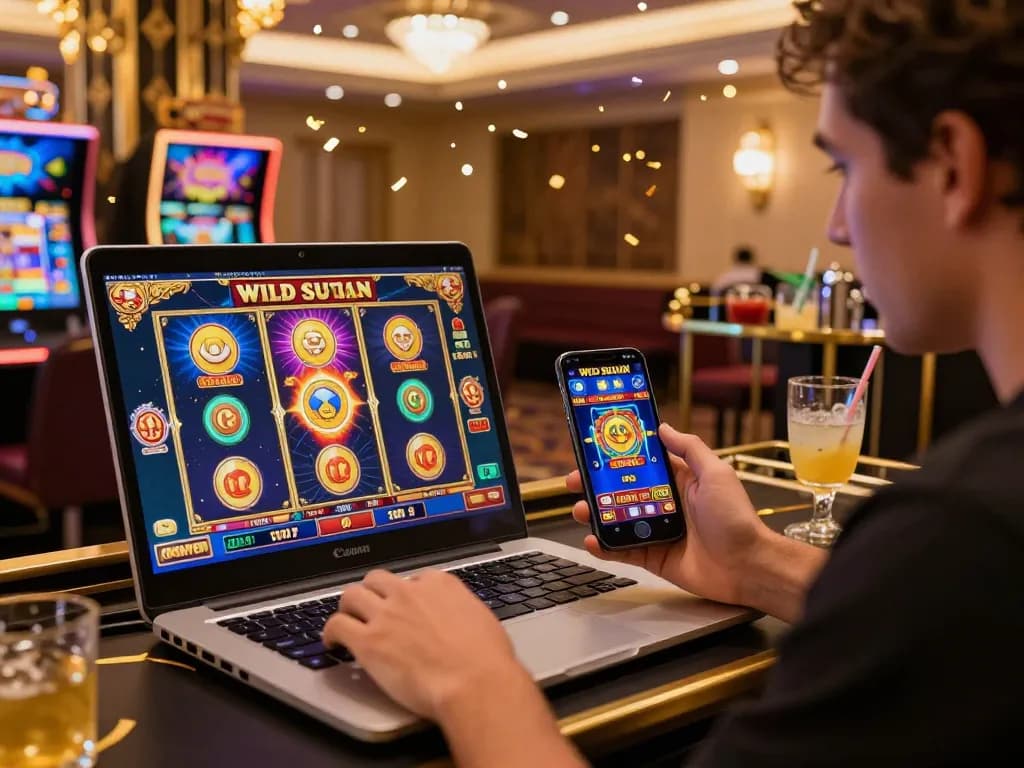 Player experiencing the thrill of Wild Sultan Casino with code bonus wild sultan on screen, surrounded by vibrant game graphics.