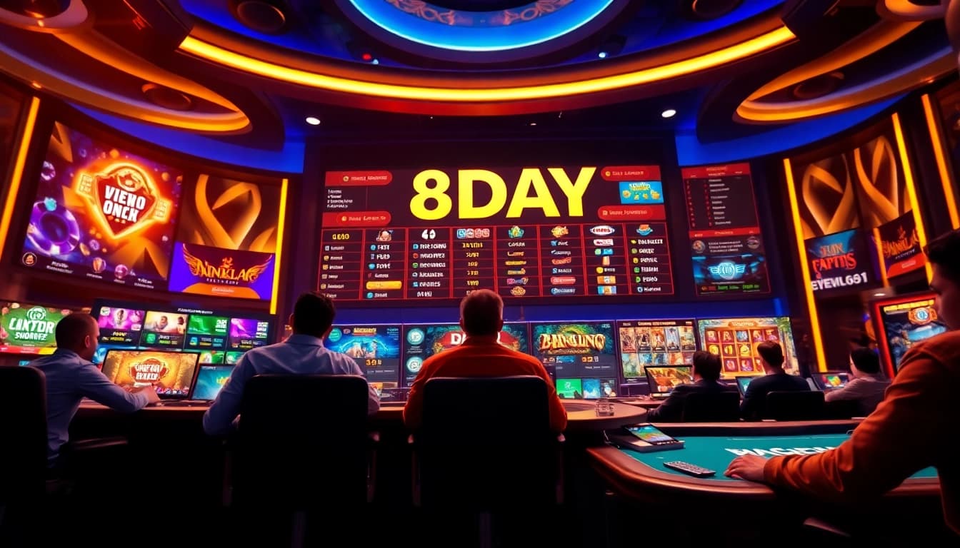 8DAY online gaming platform featuring dynamic games and immersive interfaces.