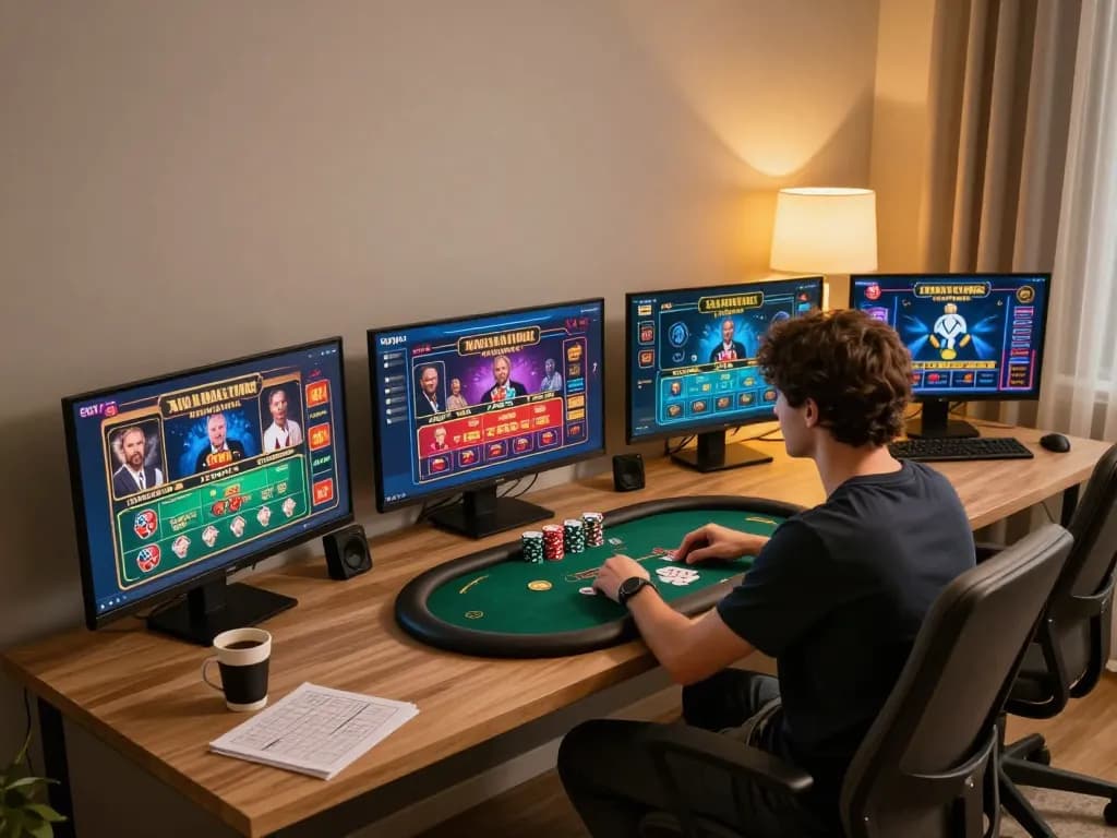 Engaging in strategic poker gameplay with TR88 in a modern online gaming setup.