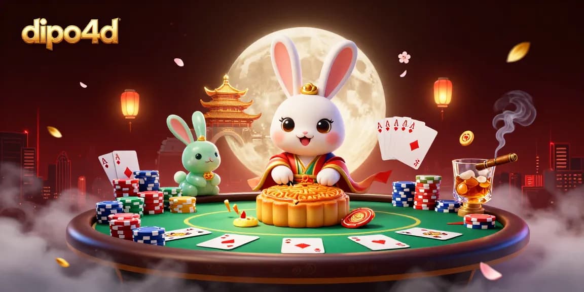 Engage with exciting gameplay at dipo4d, where moon rabbits reveal poker chips in a thrilling casino setting.