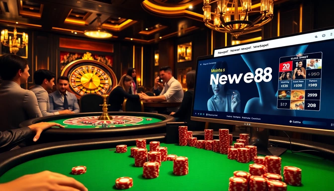 Experience the excitement of online betting with https://new88.pet/ at a dynamic casino table, where players enjoy thrilling games.