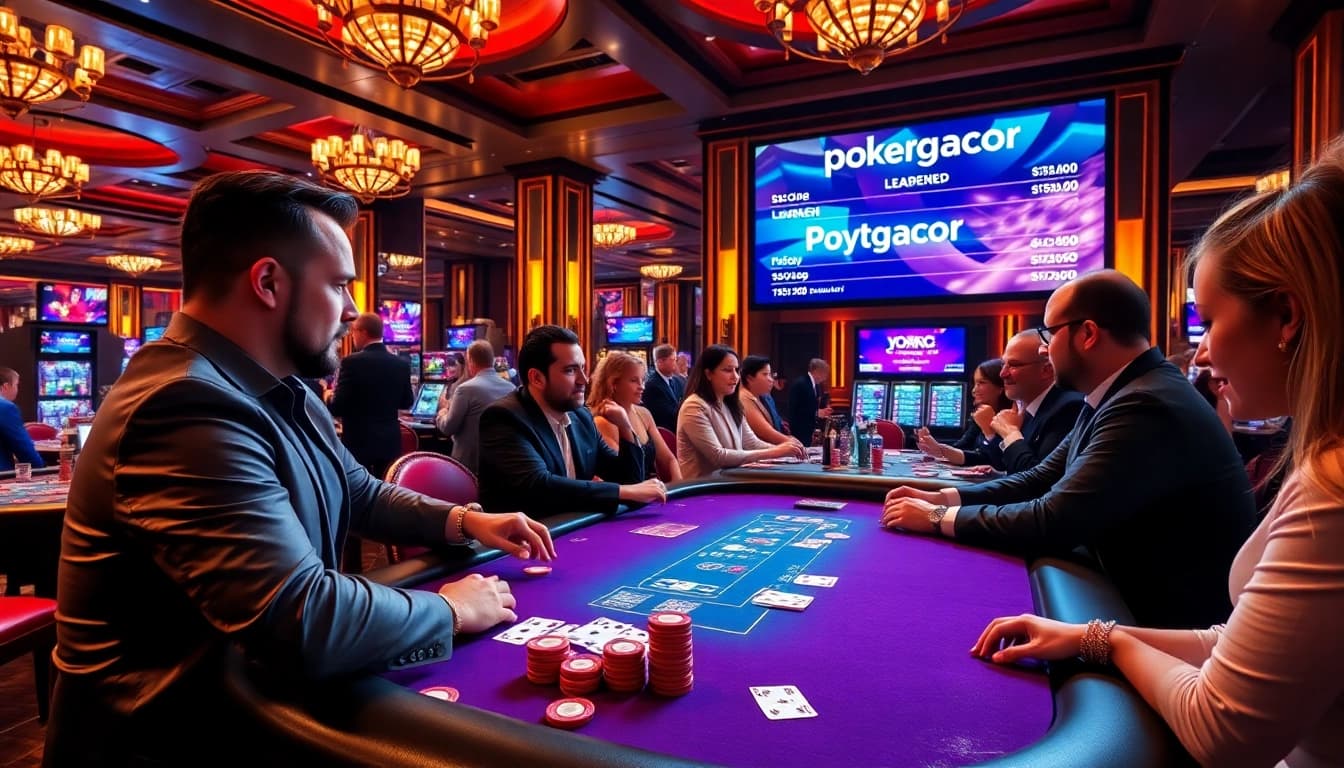 Action-packed poker game scene at MAUPOKER highlighting players enjoying the thrill of pokergacor.