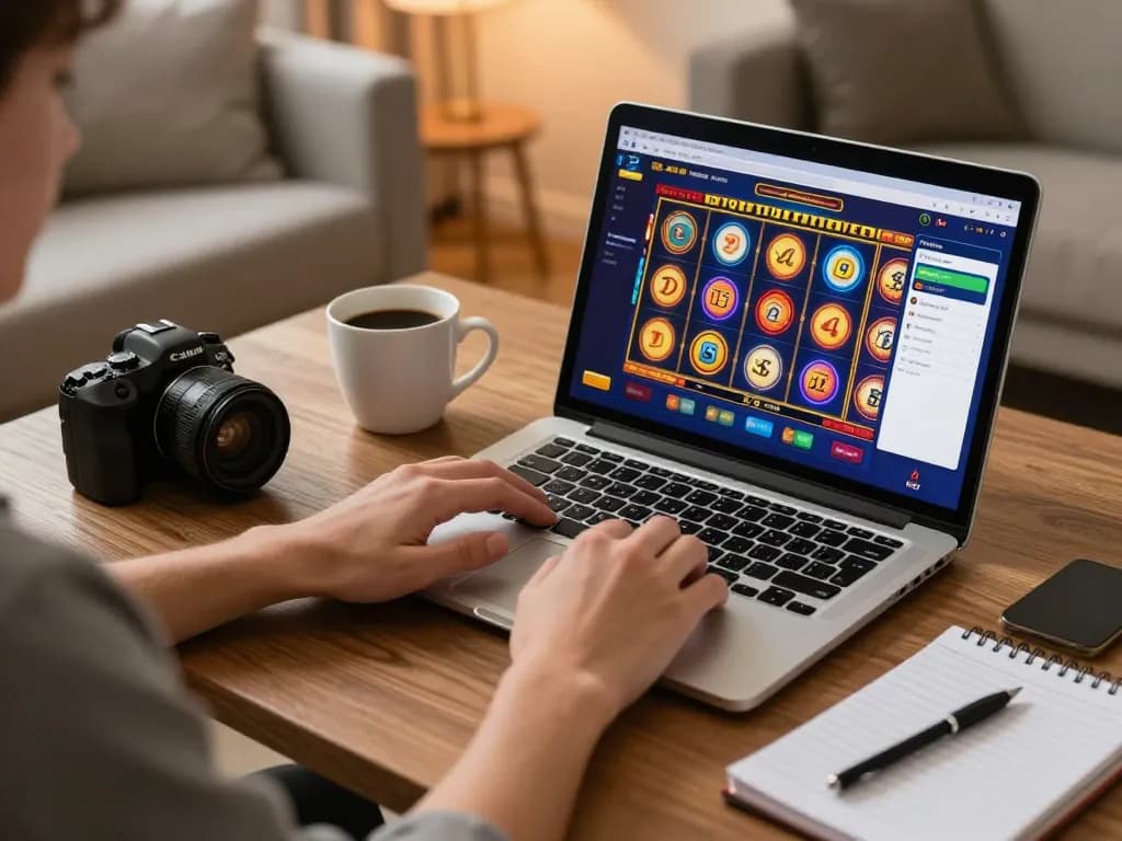 KDTOTO player focused on gaming strategies while enjoying online slots at home.