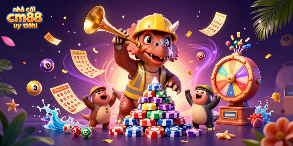 Engage with nhà cái cm88 uy tín in this vibrant gaming-themed 3D illustration showcasing joyous celebration!
