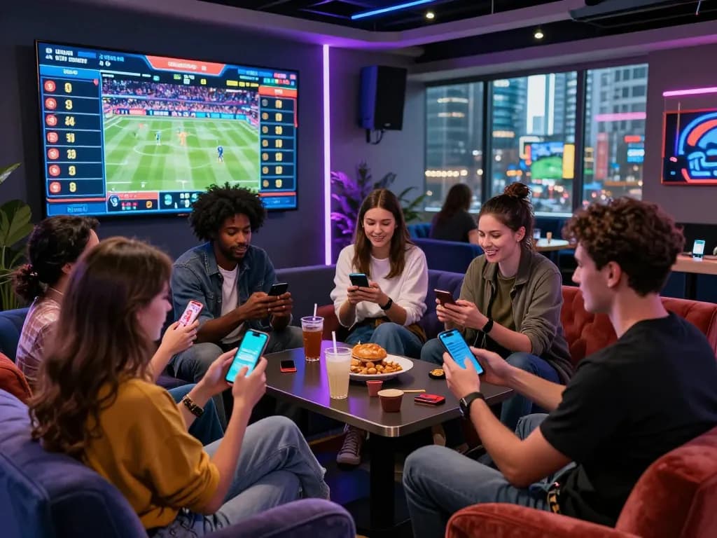 Experience modern betting at https://fabetz88.com/ with friends in a vibrant lounge.