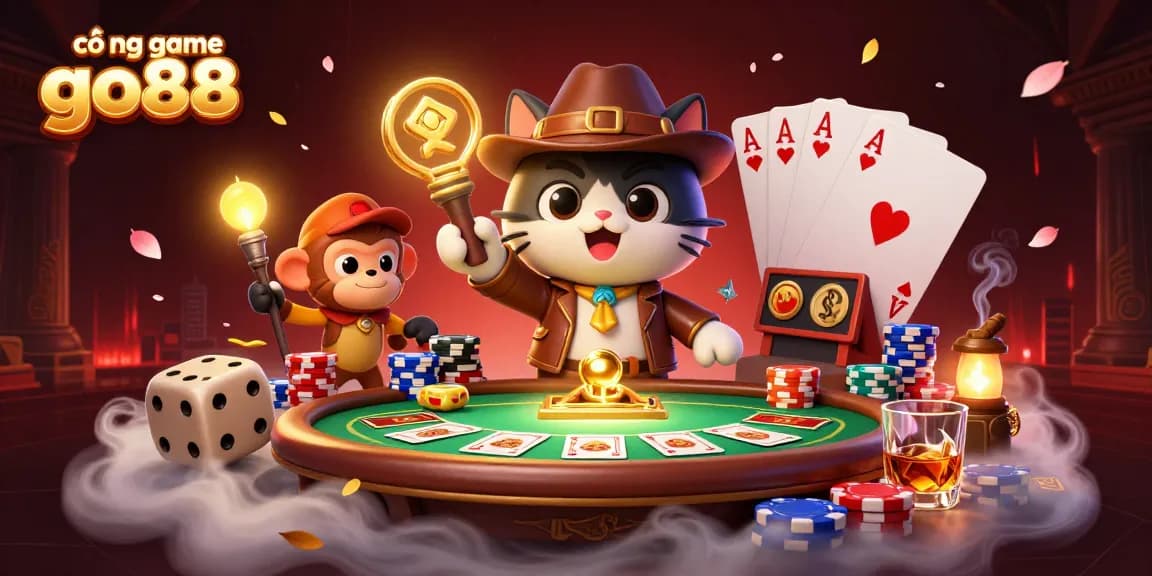 Engage with cổng game go88 in an adventurous 3D casino setting featuring vibrant characters.